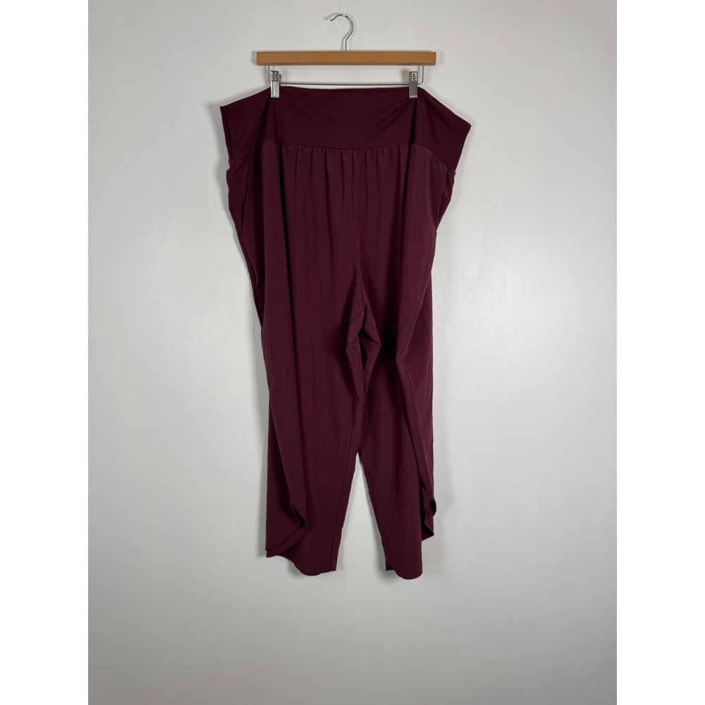 Athleisure Halara Womens 3X Tulip Hem Pants Burgundy High Waist Pockets Petal